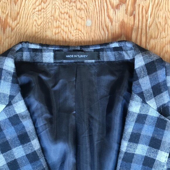 Blue & Grey Check Hugo Boss Wool Blazer - Picture 6 of 16